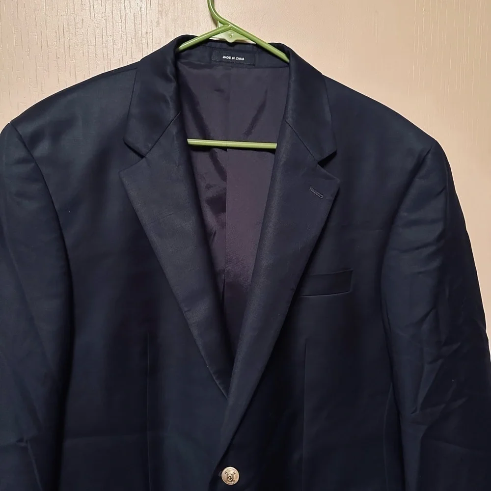 Lauren Ralph Lauren 44R Blue Pure New Wool Blazer Office Career Jacket